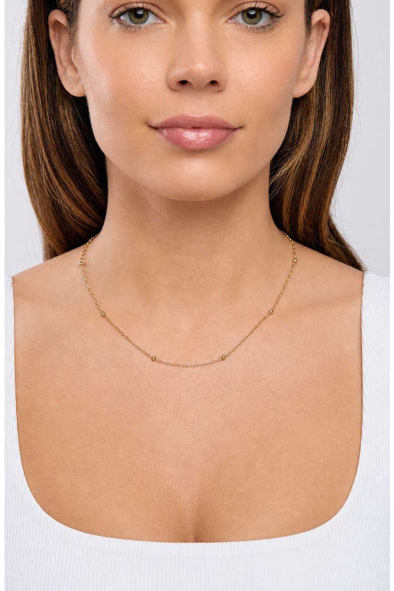 14K Gold Bead Station Chain Necklace (Online Trunk Show), Alternate, color, 14K YELLOW GOLD