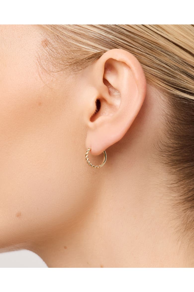 Solid Yellow Gold - Gold Twist Hoops Small, Alternate, color, Gold
