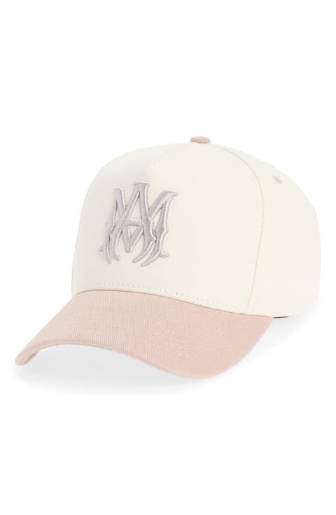 Embroidered Monogram Two Tone Canvas Snapback Baseball Cap