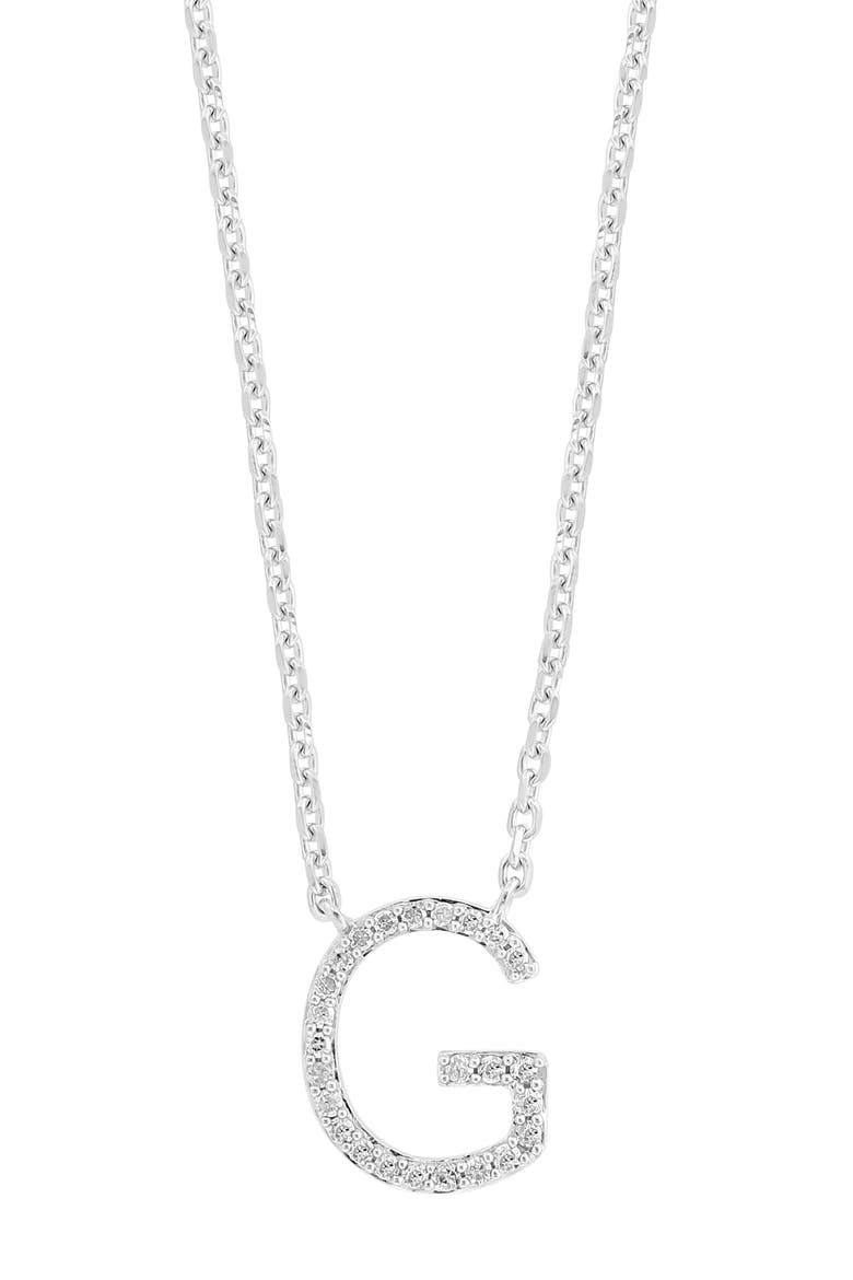 Diamond Initial Pendant Necklace, Main, color, SILVER