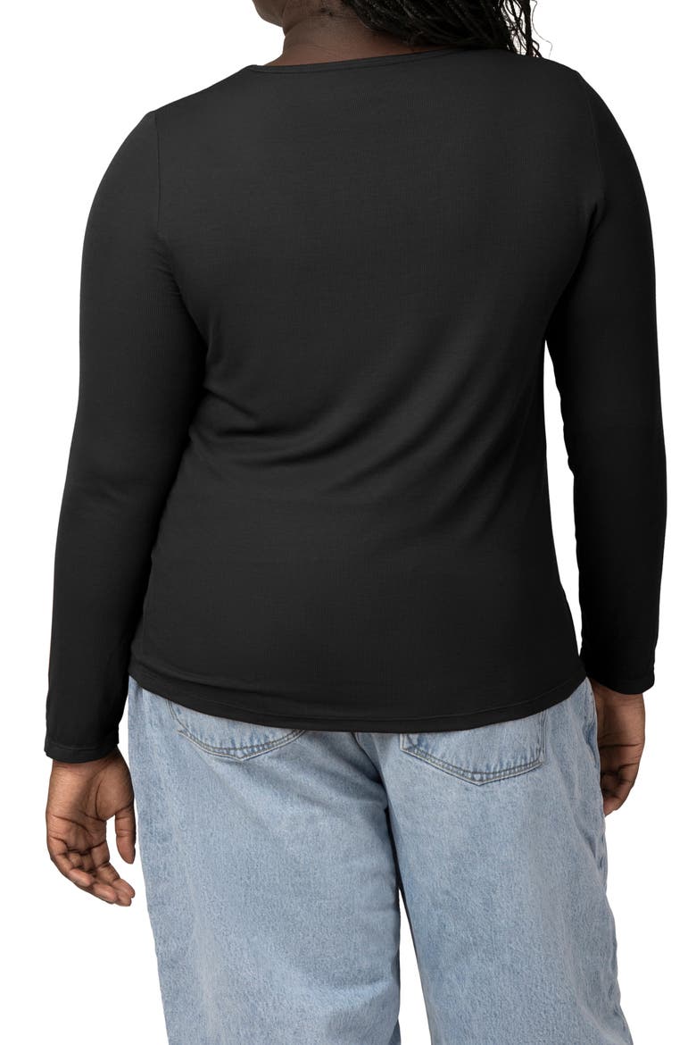 Rib V-Neck Maternity/Nursing Top, Alternate, color, BLACK
