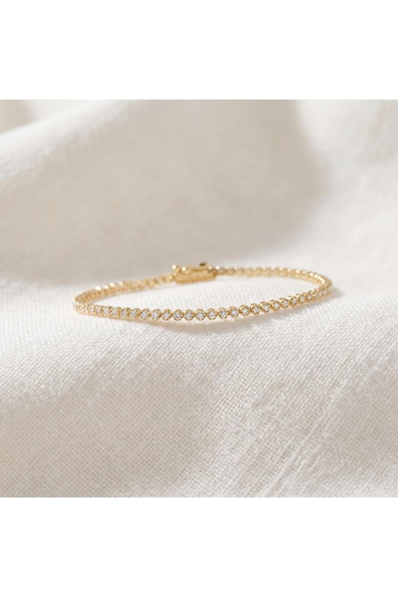 14k Gold 1Ct TW Natural Diamond Tennis Line Bracelet 7", Alternate, color, 14k Yellow Gold