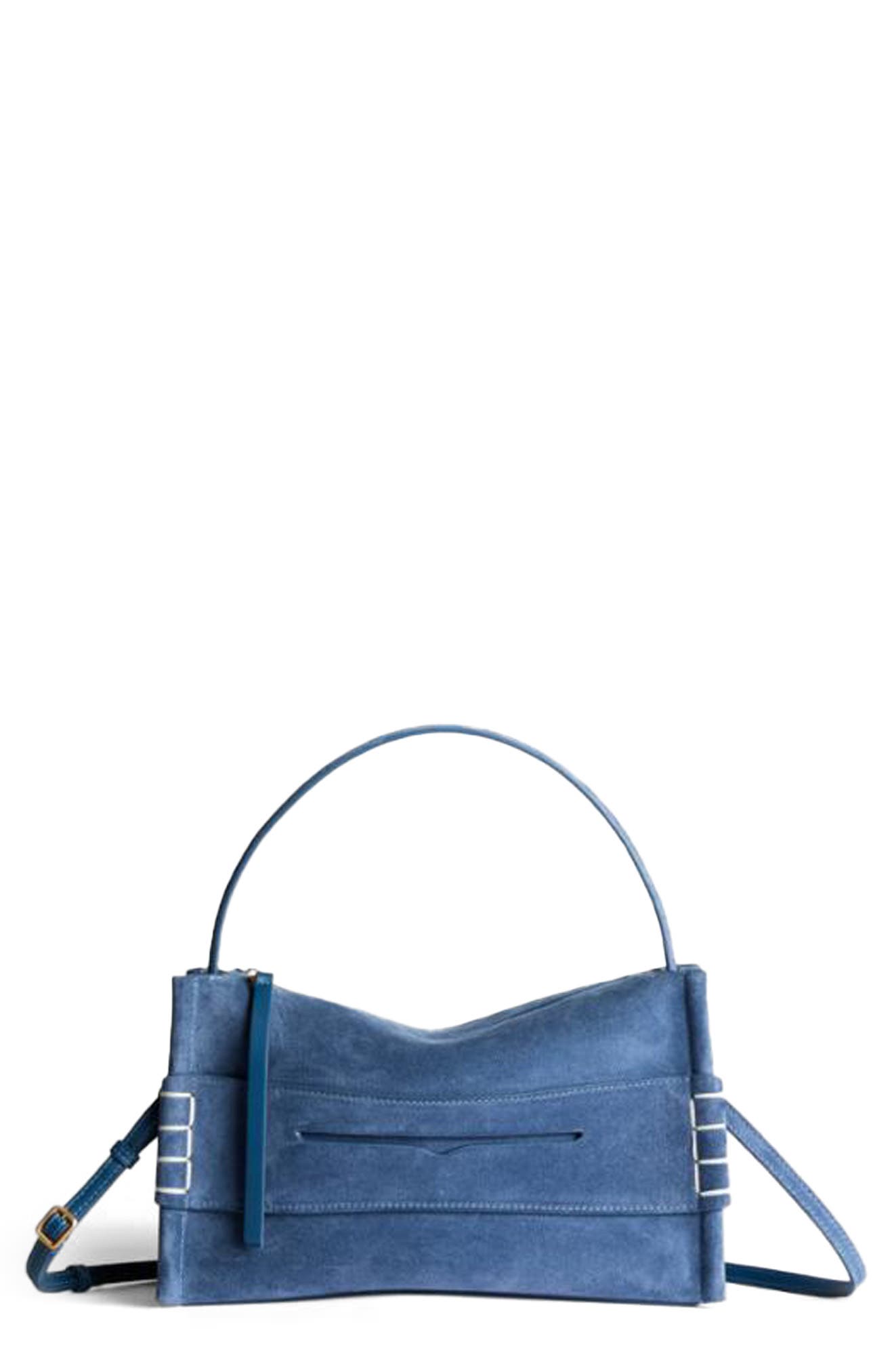 JW Anderson Small Loafer Leather Top Handle Bag, Main, color, Mid Blue