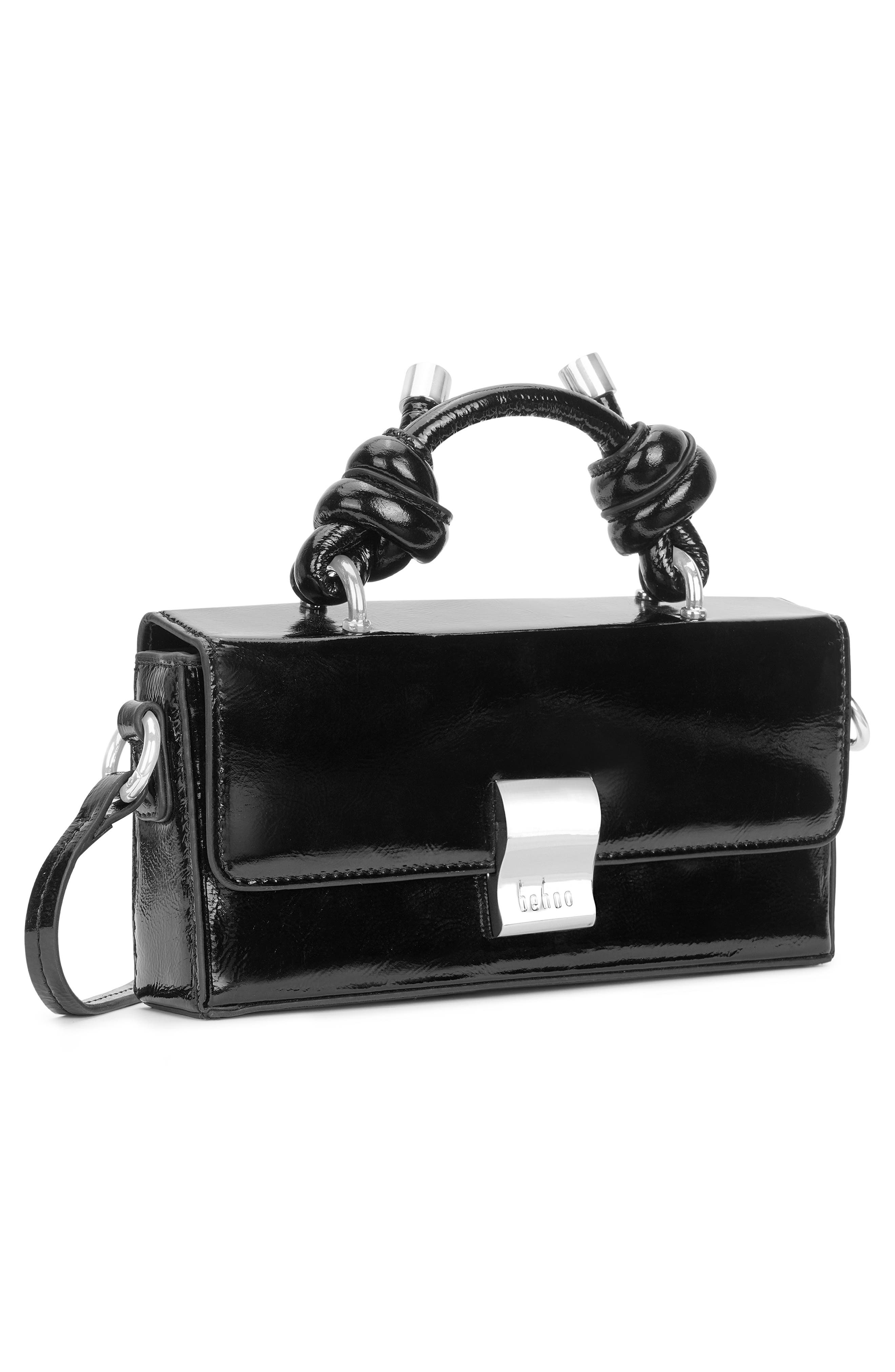 Mary Micro Crinkle Leather Crossbody Bag, Alternate, color, BLACK
