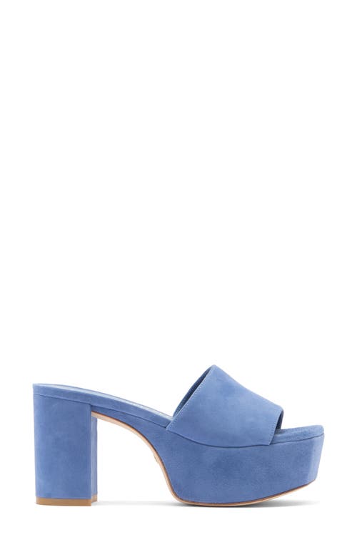 Stuart Weitzman Square High Suede Platform Sandals In Blue Steel