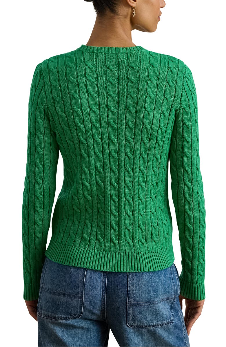 Lauren Ralph Lauren Embroidered Crest Cable Sweater, Alternate, color, Stem Green