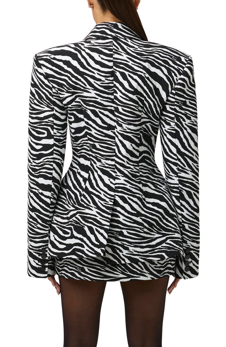 Naked Wardrobe Jacquard Double Breasted Blazer, Alternate, color, Black/ White