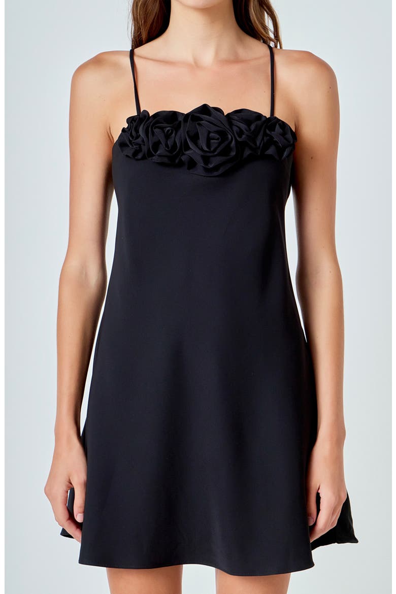 Rosette Minidress, Alternate, color, BLACK