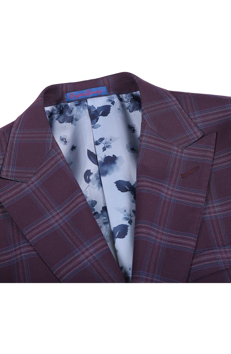 English Laundry Trim Fit Plaid Two-Piece Suit, Alternate, color, Purple
