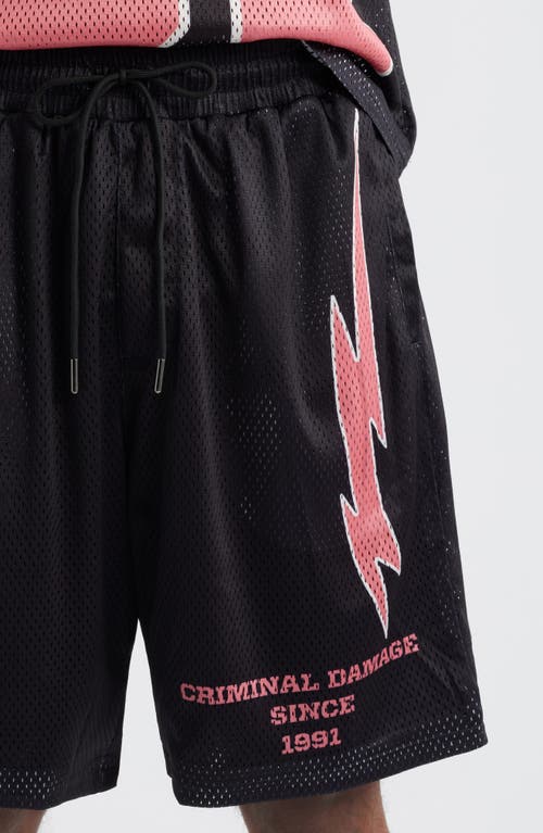 Shop Criminal Damage Bolt Print Mesh Shorts