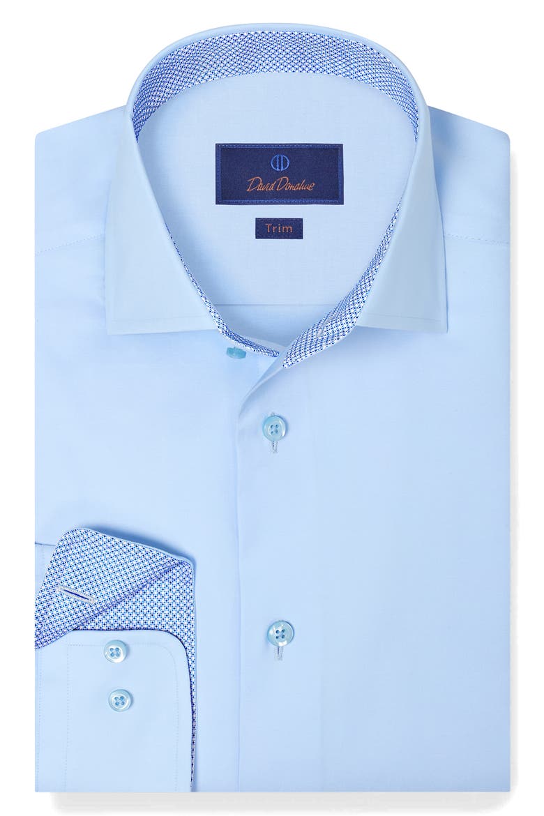 Trim Fit Cotton Twill Dress Shirt, Main, color, SKY