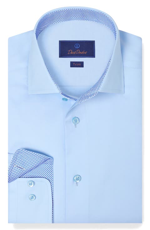 Trim Fit Sky Blue Cotton Twill Dress Shirt