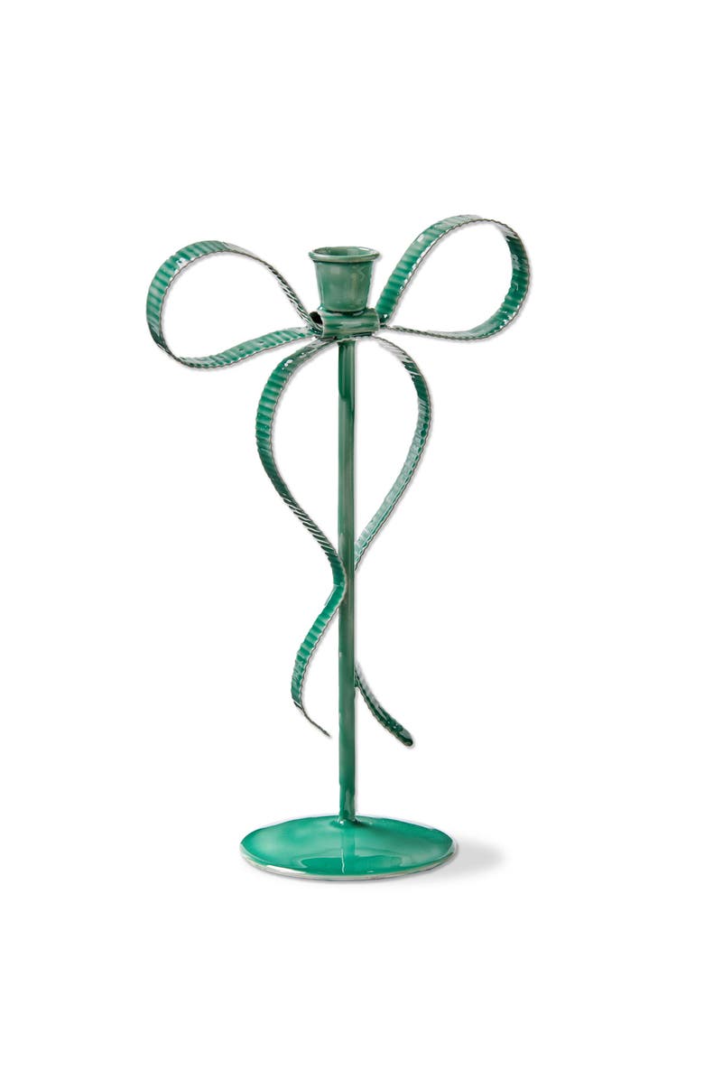 tag Very Merry Large Bow Taper Candle Holder Green Perfect for Use, Main, color, Green