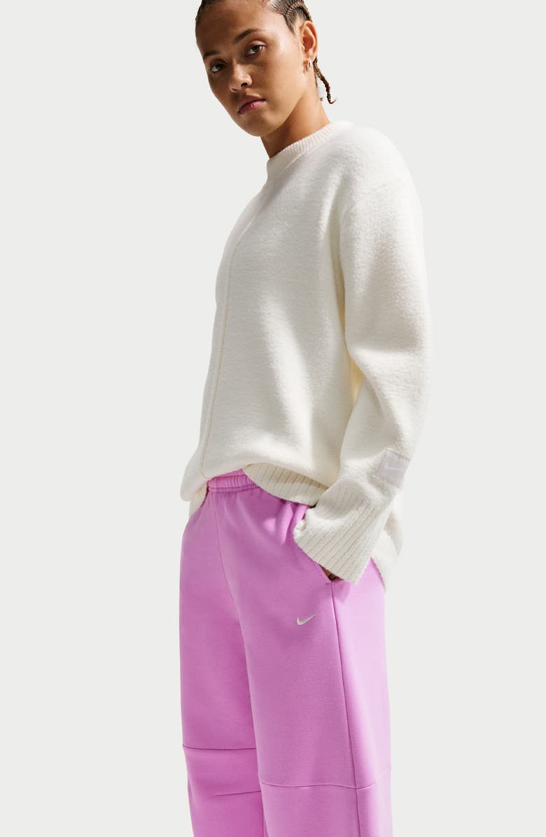 Nike Phoenix Fleece Loose Crop Barrel Pants, Alternate, color, Light Magenta/Sail