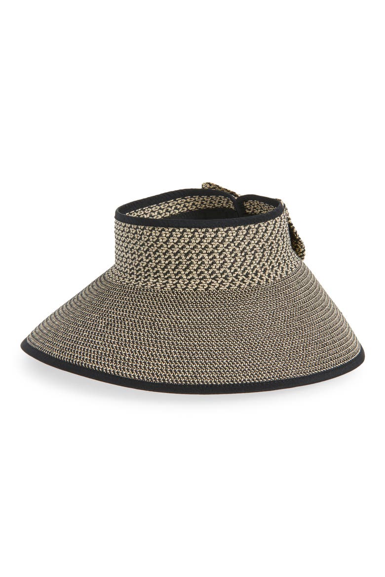 Back Bow Straw Visor, Main, color, NATURAL BLACK