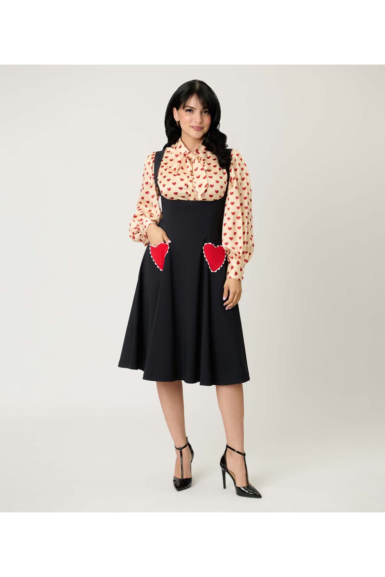 Amma Swing Skirt, Alternate, color, Black W/Red Hearts