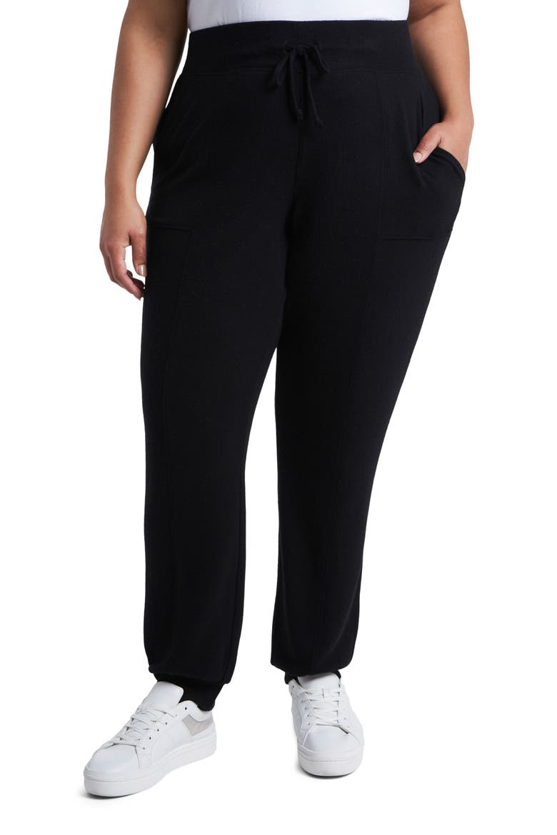 Tie Waist Cozy Knit Joggers, Main, color, RICH BLACK