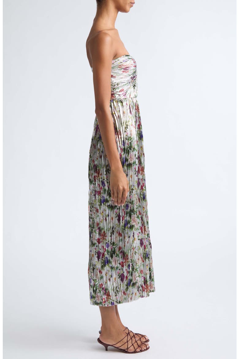 Adelaide Strapless Pleated Dress, Alternate, color, STERLING FLORAL