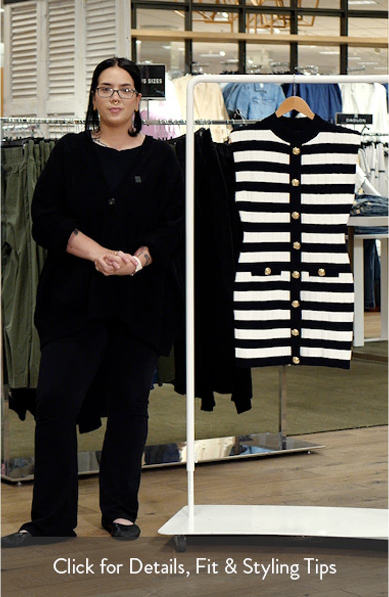 Stripe Mock Neck Rib Mini Sweater Dress, sales video thumbnail