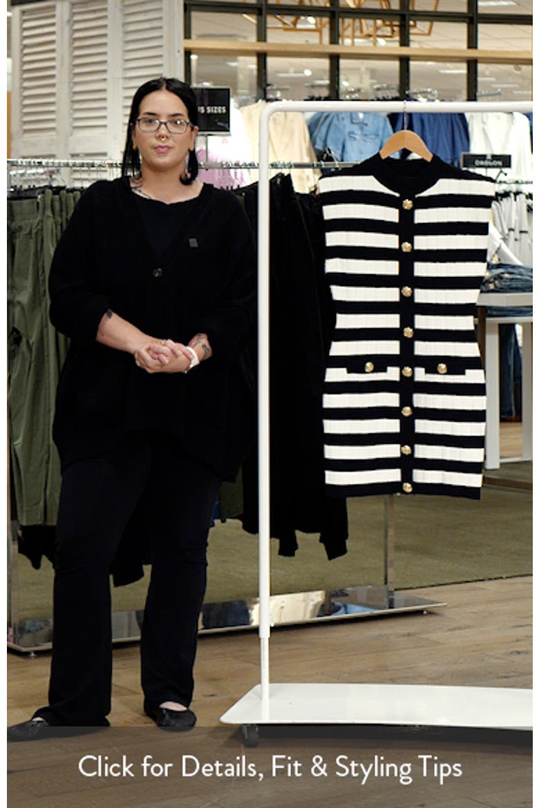 Stripe Mock Neck Rib Mini Sweater Dress video