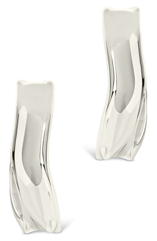 Sterling Forever Dayton Abstract Twist Hoop Earrings In Silver