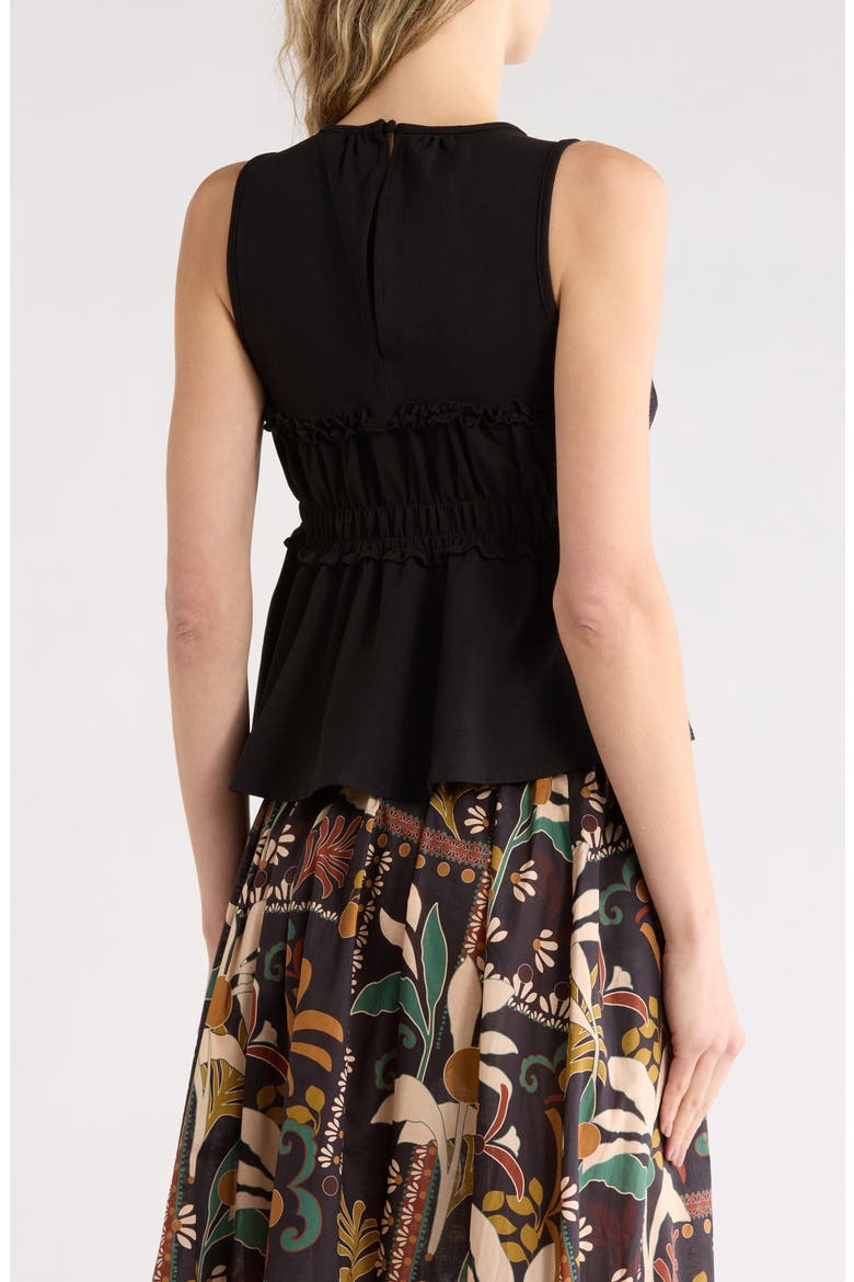 Shirred Babydoll Top, Alternate, color, BLACK