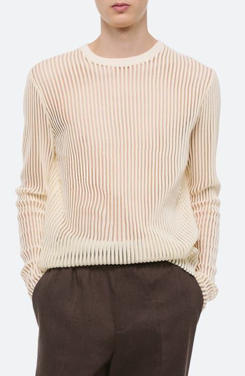 Sheer Stripe Crewneck T-Shirt