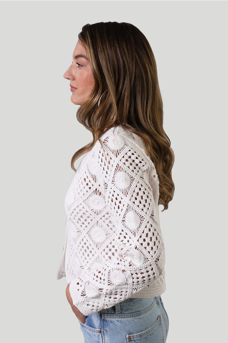 Violete Crochet Cardigan, Alternate, color, WHITE