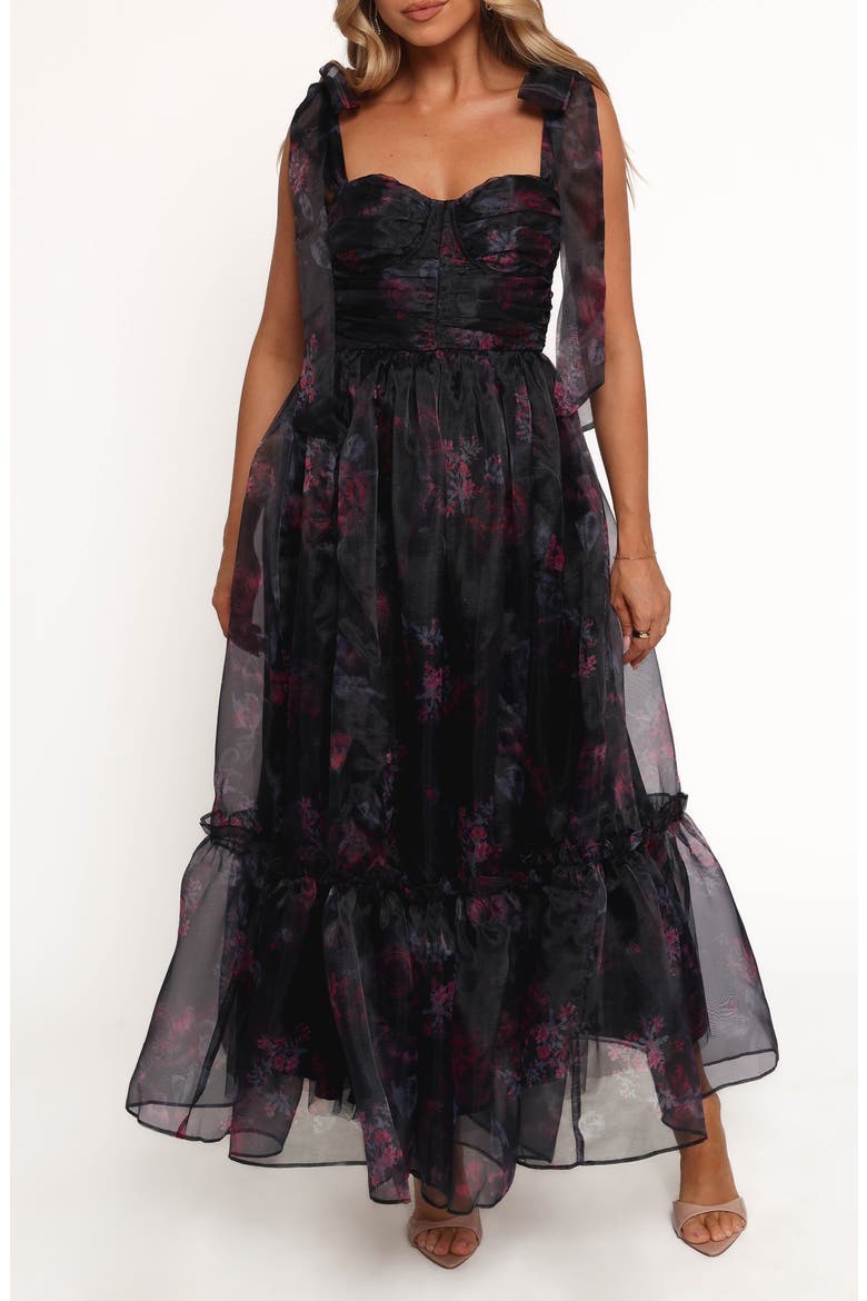 Floret Floral Underwire A-Line Midi Dress, Main, color, DARK FLORAL