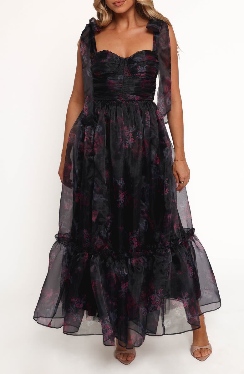 Petal & Pup Floret Floral Underwire A-Line Midi Dress, Main, color, Dark Floral