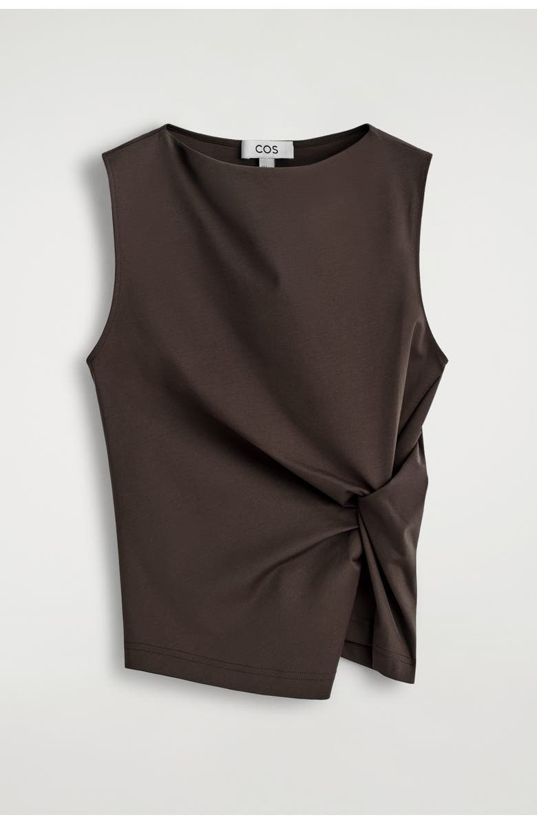 COS Twist-Detail Jersey Top, Alternate, color, Dark Brown