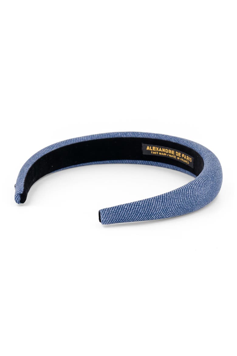 Aurore Boreales Washed Denim Leather headband, Alternate, color, Denim blue