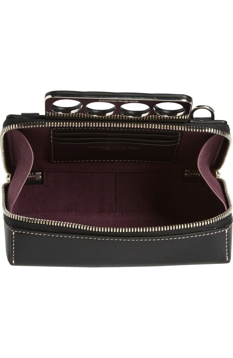 McQueen Mini Four Ring Calfskin Box Bag, Alternate, color,