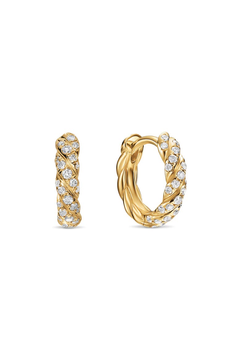 Petite Pav 18k Gold Diamond Hoop Earrings, Main, color, GOLD