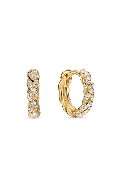 Petite Pav 18k Gold Diamond Hoop Earrings