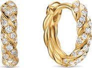 David Yurman Petite Pav 18k Gold Diamond Hoop Earrings