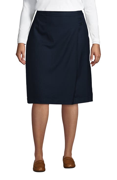 School Uniform  Solid A-line Skirt Below the Knee