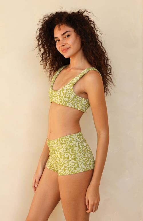 Dippin Daisys Farrah Elastic Waist Booty Short In Twin Fin Matcha
