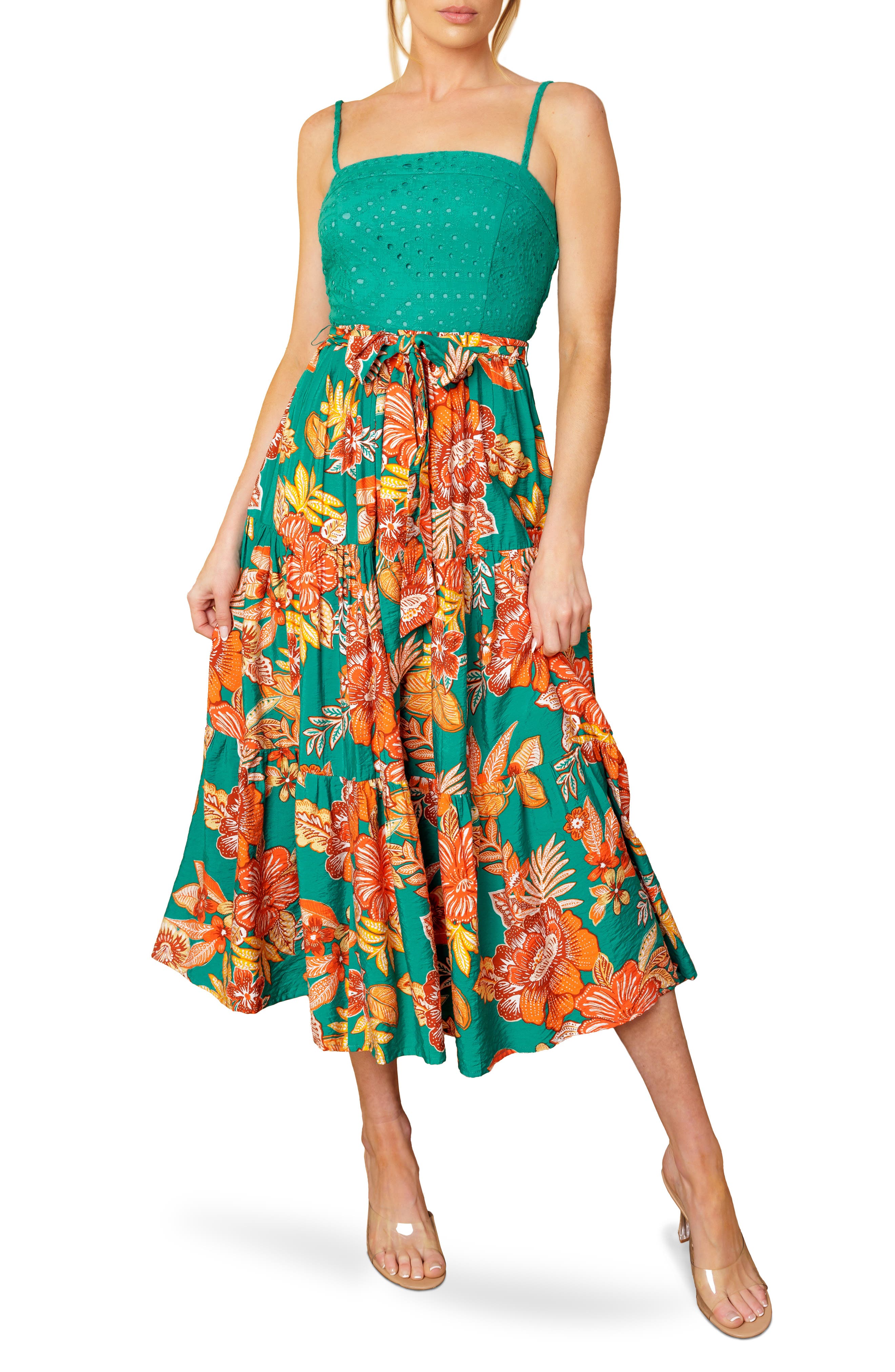 FLYING TOMATO Embroidered Eyelet Floral Skirt Sundress