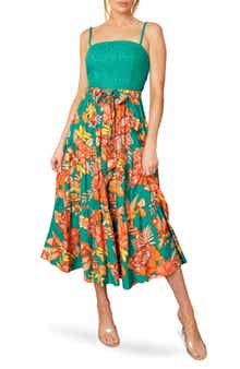 FLYING TOMATO Embroidered Eyelet Floral Skirt Sundress