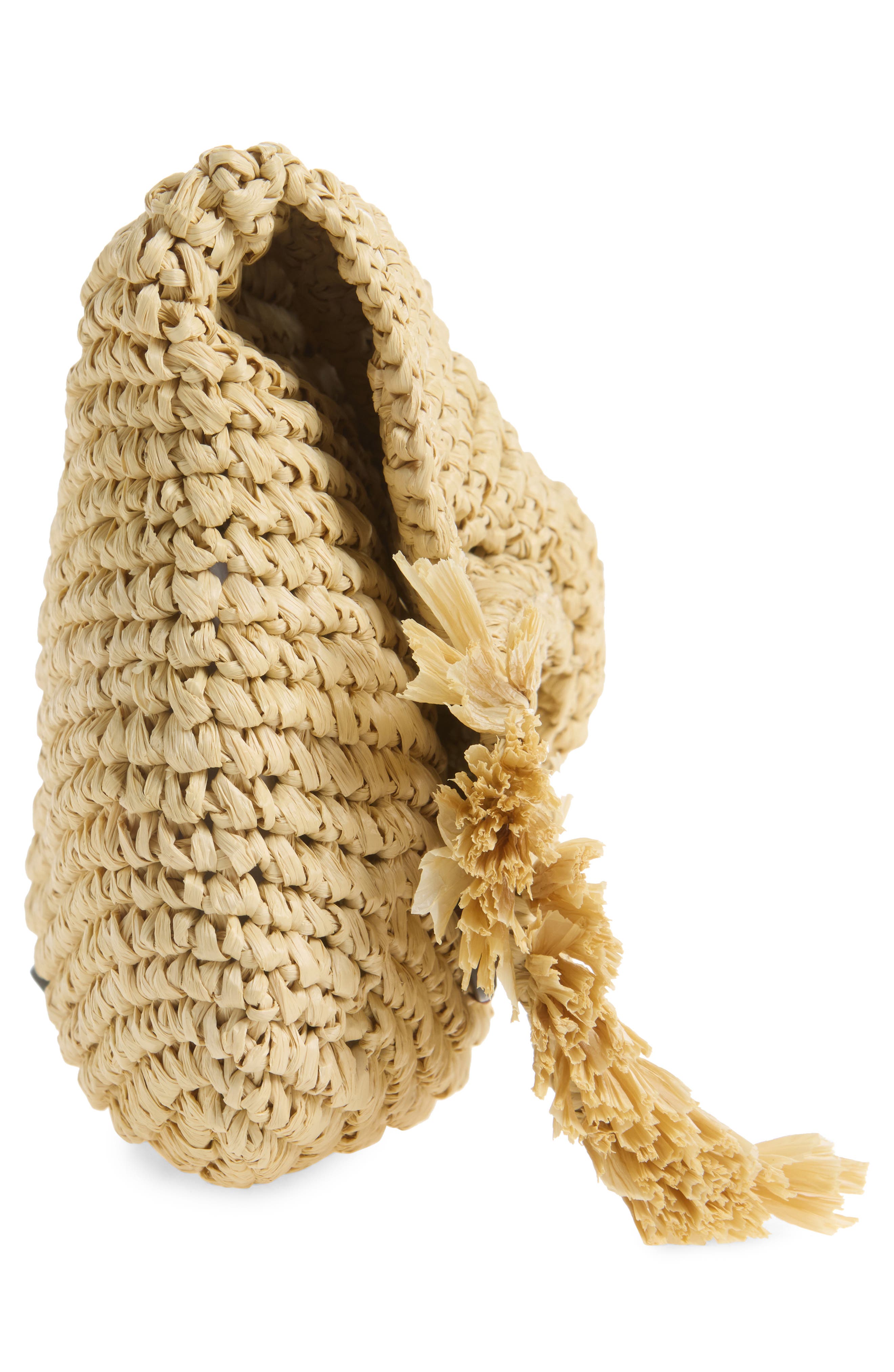 Oversize Bow Raffia Clutch, Alternate, color, NATURAL