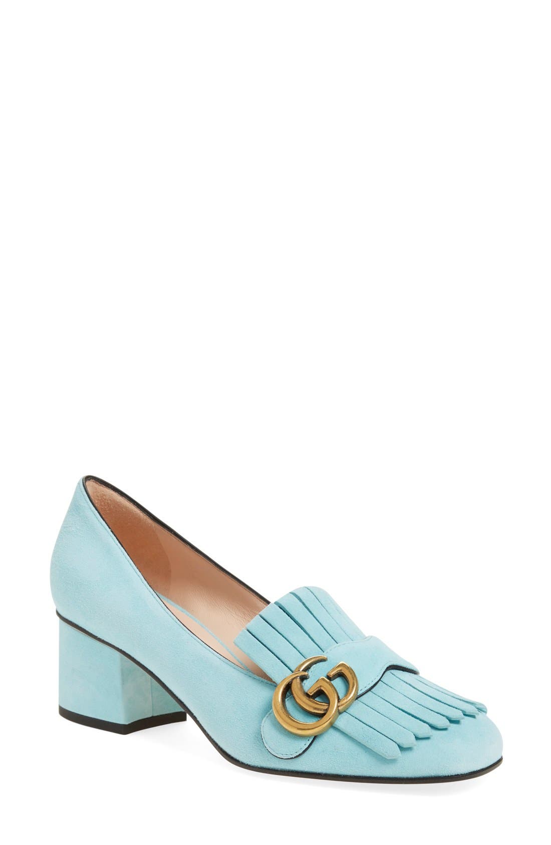 GG Kiltie Fringe Pump, Main, color, BLUE SUEDE