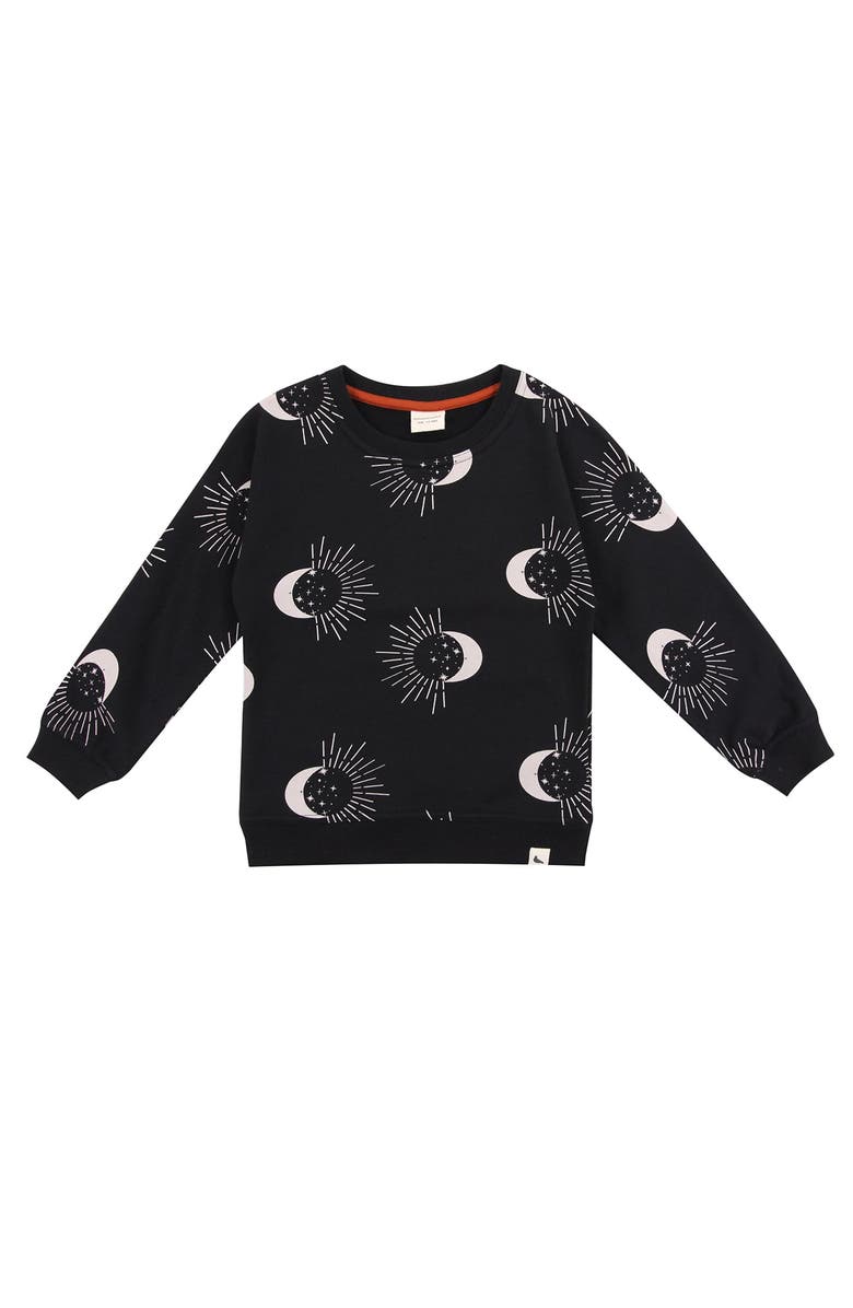 Turtledove London Kids Organic Cotton Astrology Print Sweatshirt, Alternate, color, Black
