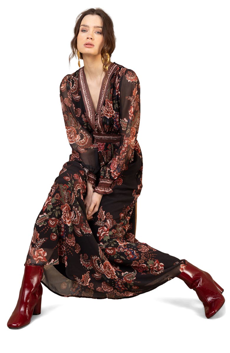 Hale Bob Paityn Chiffon Maxi Dress, Alternate, color, Black