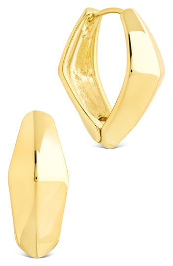 Sterling Forever Araminta Geometric Hoop Earrings In Gold