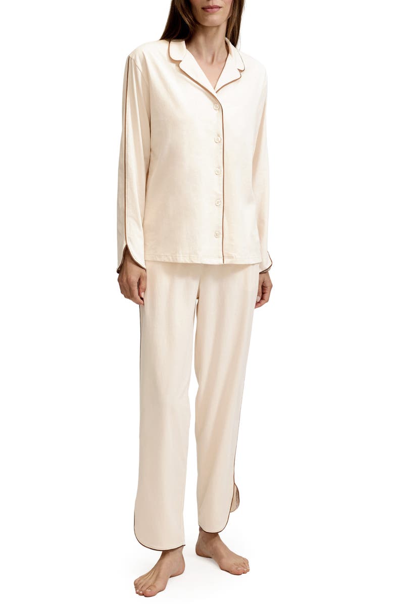 Petite Plume Featherweight Pima Cotton Pajamas, Main, color, White