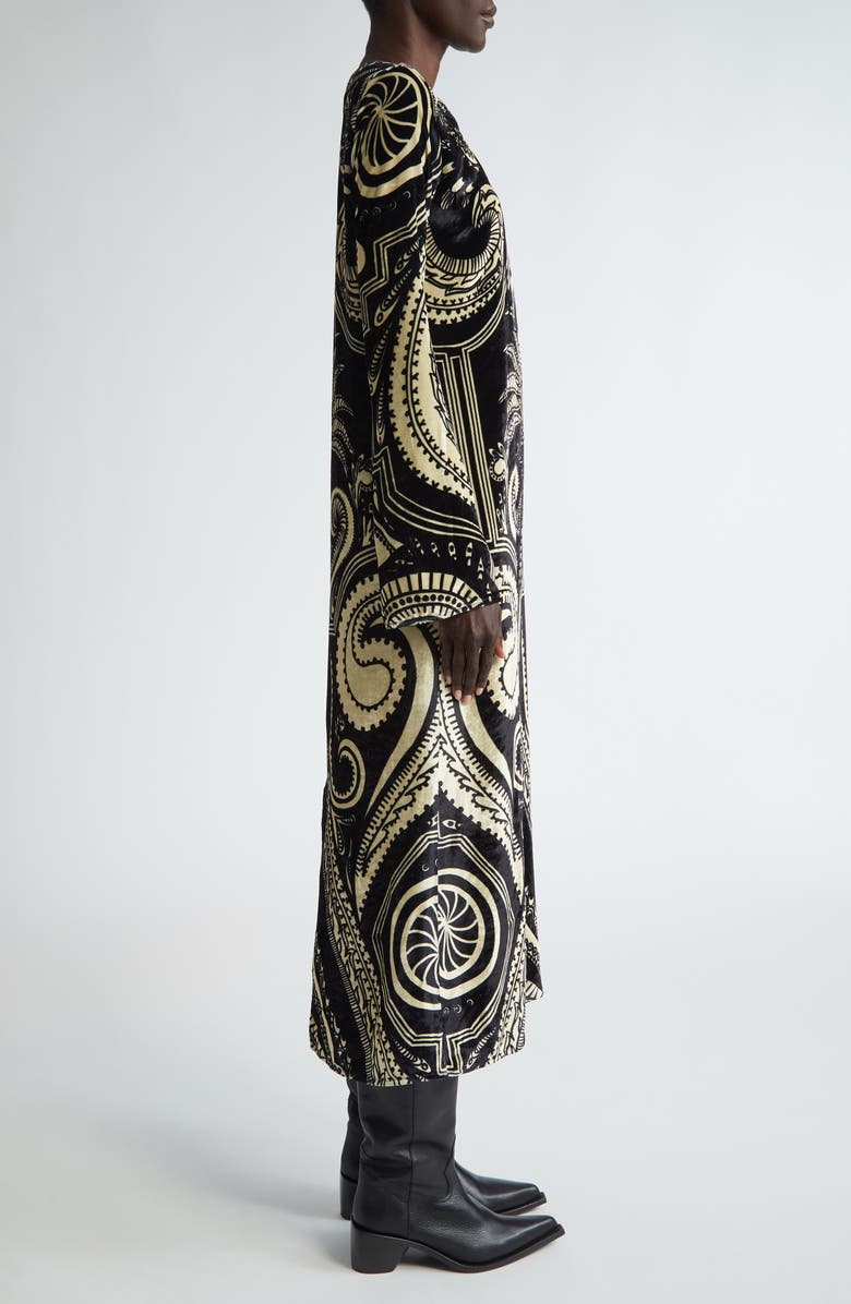 Johanna Ortiz Paisley Jungle Long Sleeve Velvet Tunic Midi Dress, Alternate, color,