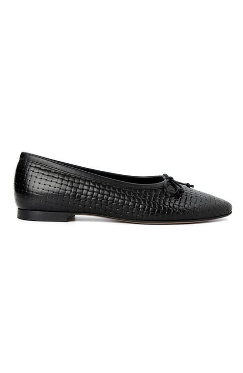 Amelie Black Weave Ballet Flat (Women)