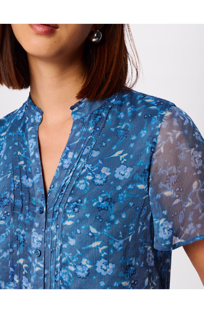 Whistles Ditsy Floral V Neck-Blouse, Alternate, color, Teal/Multi