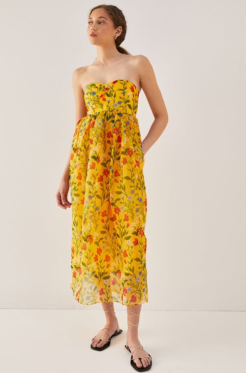 Rebecca Taylor Botanica Fleur Sweetheart Organza Dress In Dandelion Combo